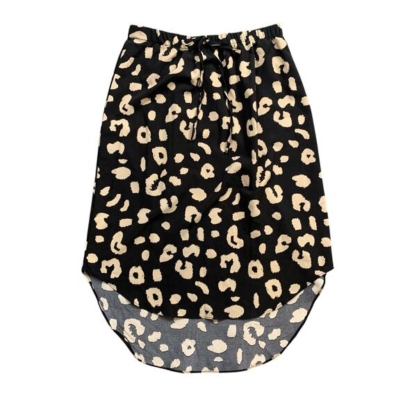 SheIn Skirt Womens 6 Black Sand Cheetah Pull On Elastic Waist High Low Hem Midi - Picture 1 of 13